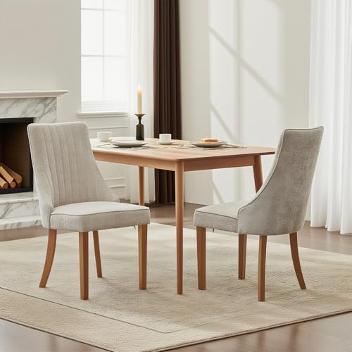 Naptly Stühle Esszimmer 2er Set | Esszimmerstühle Mit Chenille Polster & Hoher Rückenlehne | Ergonomischer Komfort | Edelstahlbeine In Goldoptik Für Esszimmer, Küche & Wohnzimmer Cremefarben von Naptly