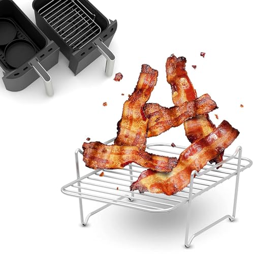 Dehydratorluft -Fritteuse -Rack - Luftfritteuse Für Dehydrator Runde Rack Zum Kochen Des Dampfkühlungstrocknungsbacks - Edelstahl -Flugfryer -Zubehör Passt Alle Doppelkorb -Luftfeuchter, Ofen, Pressek von Naqqios