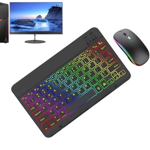 Tastatur- Und Maus -Set Wireless - Beleuchtete Tastatur Und Maus Wireless | 2 Lichtmodi Backlight Maus- Und Tastatur -Set Mit 7 Farben Für Schule, Büro, Geschäft Und Spiel von Naqqios