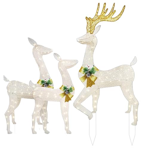 Urlaub Beleuchtet Rentier - Acryl -Weihnachtshirsch -Set, 3D -Beleuchtung Dekoration | Festliche Gartenverzierung, Wetterresistente Rasenskulptur Für Garten Urlaubsfeier Und Winterfeier von Naqqios