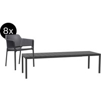 Nardi - Bundle Rio Ausziehtisch Dureltop 210 Cm 8x Net Armlehnstuhl Anthrazit von Nardi