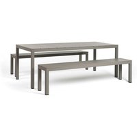 Tisch und Bänke Set Nardi Rio Alu mit Aluminiumplatte für Garten und Veranda 210 cm Made in Italy -Taubengrau von Nardi