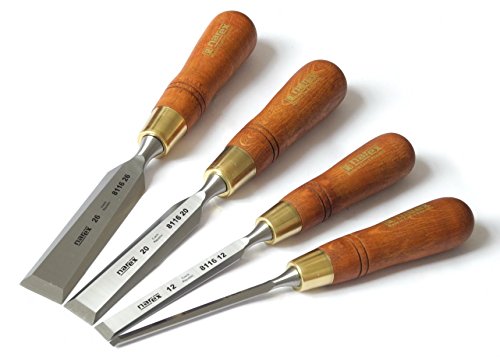 Narex Premium Meißel-Set mit abgeschrägten Kanten und gebeiztem Hainbuchenholz, gewachste Griffe, 4-teiliges Set von NAREX
