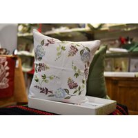 Bestickter Leinen-Kissenbezug Mit Blumenmuster Organic Home Decor | 40 X 40 cm von NarodniyDimUkraina