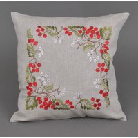 Bestickter Leinen-Kissenbezug Mit Rosa Blumen-Muster | 40 X 40 cm Bestickter Leinen-Kissenbezug Mit Rosa Blumen-Muster | 40 X 40 cm von NarodniyDimUkraina