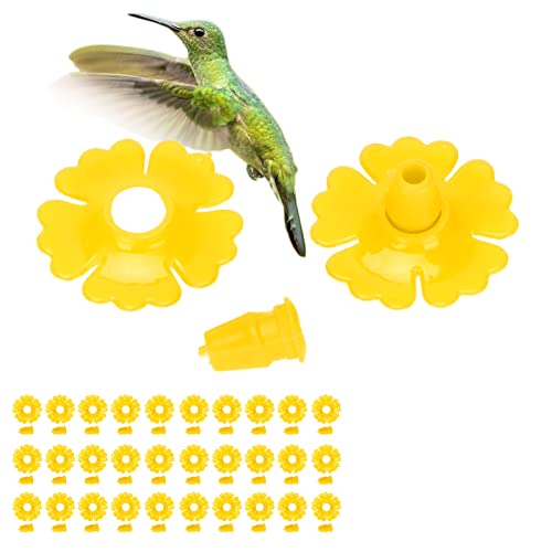 30 Set Kolibri-Ersatzblumen, Kolibri-Feeder-Teile, Kolibri-Feeder-Blumen, Hängende Vogelfutterstellen, Ersatzteile, Gartenbedarf (Gelb) von Naroote