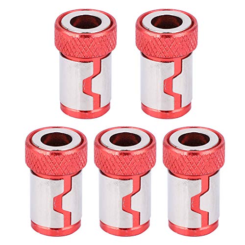 5PCS Magnetische Schraubenringe Aluminiumlegierung Bit-Magnetisierringe Schrauben-Magnethalter Schraubendreher-Magnetisierer, Angewendet auf 1/4 Schraubendreher-Bits (Rot) von Naroote