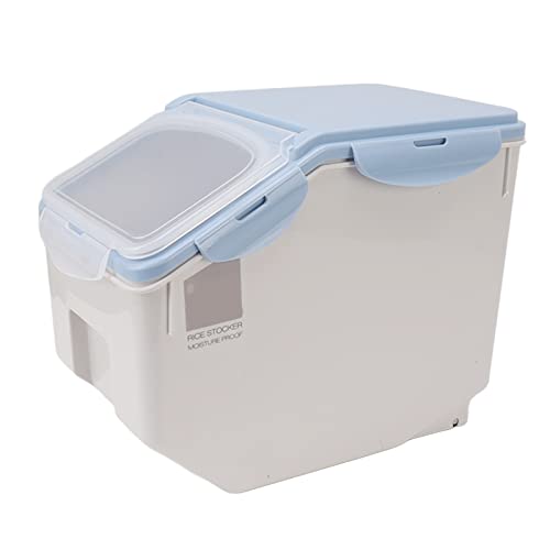 Luftdichter Lebensmittelbehälter Reisbehälter Hochtemperaturbeständiger Kunststoff Staubdicht Umweltschutz Haushalt Für Küche (Blau 15KG) von Naroote