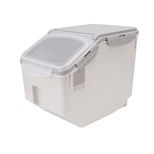 Luftdichter Lebensmittelbehälter Reisbehälter Hochtemperaturbeständiger Kunststoff Staubdicht Umweltschutz Haushalt Für Küche (Grau 15KG) von Naroote