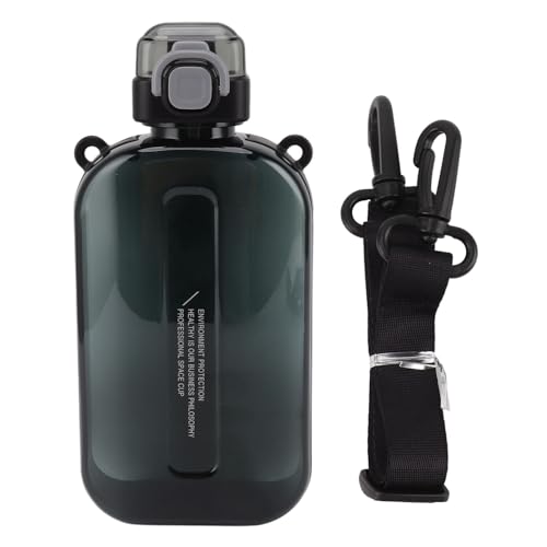 Naroote Flat -Trinkflasche, Flache Wasserflasche Leckdosen Tragbarer Pop -up Deckel PC Silikon für die Reise (BLACK) von Naroote