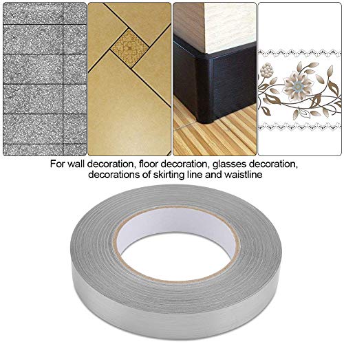 Naroote Fliesenaufkleber, Nadelstreifenklebeband Breites Kesselbandpinstreifenklebeband Zum Detaillierung von Akzent Wandkesselband Selbstkleber Bodenecke Fliesendekoration (2 cm x 50 Meter (Silber)) von Naroote