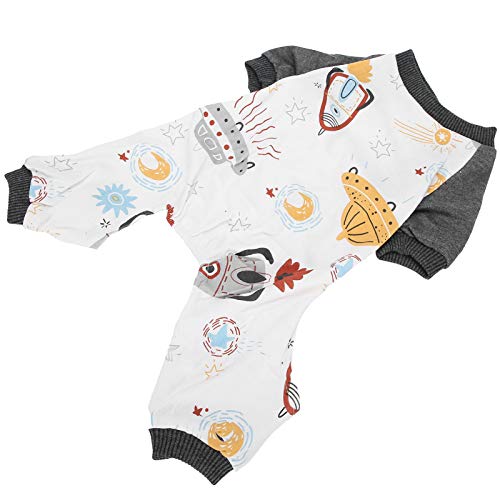 Naroote Französische Bulldogge Kleidung, Hundemisch -Strampler Süßer Weicher Welpe PJS Jumpsuit Polyester Raumschiff Muster Hündchen Katze Haustier Jammies Outfit Hund (M) von Naroote