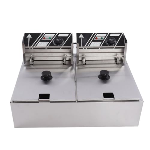 Naroote Fritteuse der Kommerziellen Elektrischen Tiefe, Einstellbare Temperaturhygiene in Edelstahl Fritteuse Electric Fryer für Zuhause (EU -Stecker 220 V) von Naroote