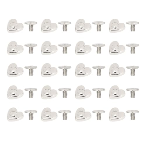 Naroote Herzformdekorationsstift Nieten Zinklegierung Multifunktional Ledergürtel Reparatur Nieten 10 Mm für Handwerkskleidung Accessoires (SILVER) von Naroote