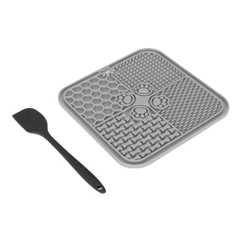 Naroote Hund Slow Feeder Pad, Silikon Multi -Formen Einfache Reinigung von Angst Erleichterung Hanges Loch Design Haustier Löschmatte Weich mit Saugbechern für Welpen für Katzen (Grey) von Naroote