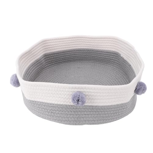 Naroote Katzenkorbbett, Katzen Hängematte Baumwollseil Hand Stricken Stilvolle Look Katze Schlafbett Kratzmatte mit Katzenkratzer Bettkorb Katze Bett für Home Innenräume (Grey) von Naroote