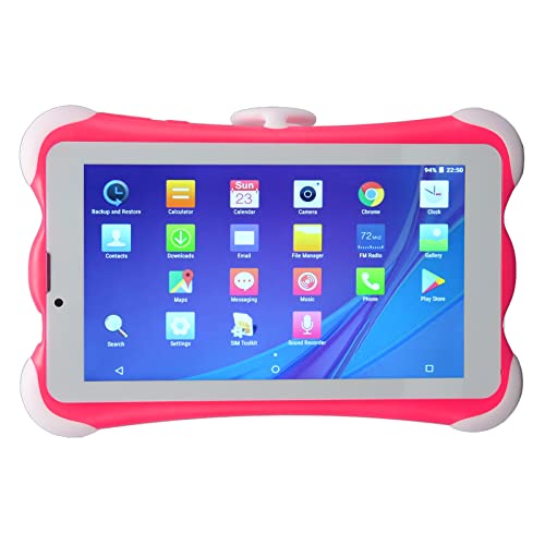 Naroote Kleinkind-Tablet, Rosa Kinder-Tablet 7 Zoll 1280 X 800 128 GB Erweiterbarer Speicher Dual SIM Dual Standby 6000 MAh Akku Zum Spielen (EU-Stecker) von Naroote