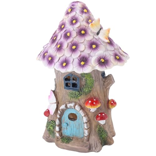 Naroote Pilz Solarleuchten, Fairy Gard Statuen Solar Angetrieben Flackernde Gartenleuchte Fairy House Lustige Statue Skulpturen für Hinterhof Halloween Patio Lawn Yard Dekoration von Naroote