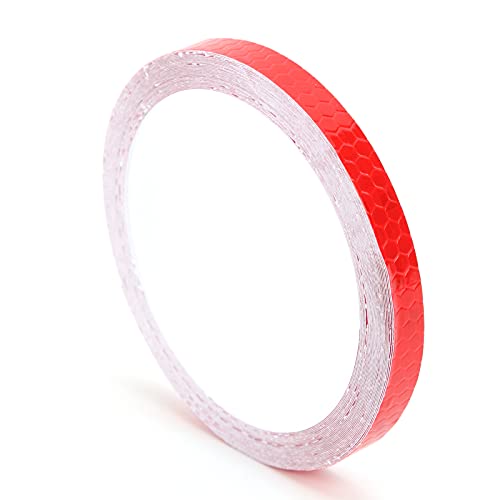 Naroote Reflektierende Armbänder, Fahrradreflektoren 8m Plastik Hexagonaler Muster Reflektorband Reflektierende Armbänder Erwachsene für Car Bike Motorrad DIY Dekoration (Rot) von Naroote