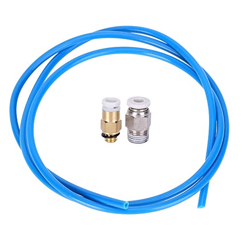 Naroote Rohrblau PTFE-Schlauch, Dunkelblaues PTFE-Fütterungsrohr PTFE mit Pneumatischen Steckern 3D-Drucker-Fern-Düsen-Kit für Langstreckenfütterung (1m) von Naroote