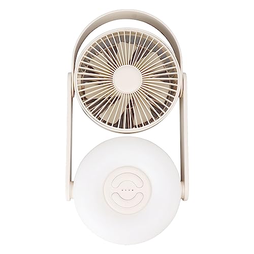 Naroote Tabletop Kleiner Lüfter, Desktop -Lüfter USB C -Wandmontage 10000mAh 110 ° Automatisches Shake 5V 2A LED Licht Zum Arbeiten (Beige) von Naroote