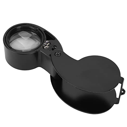 Naroote Taschenvergrößerungsglas, Juwelers Loupe Loupe Lupe 40x Lupe Tragbare LED -Leuchten Hoher Sendung mit Aluminiumlegierschale für ältere Menschen (BLACK) von Naroote