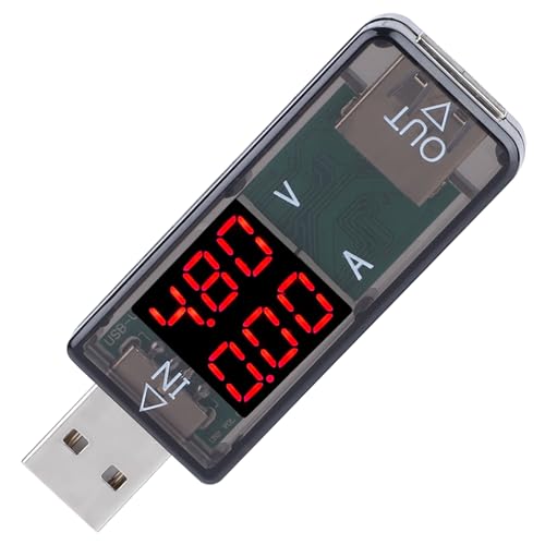 Naroote USB -Tester, USB -Spannungsmesser Farb LCD Voltmeter Amperemeterstrom Ladegeräte Voltmeter Multimeter Multimeter Ladegerät Tester (BLACK) von Naroote