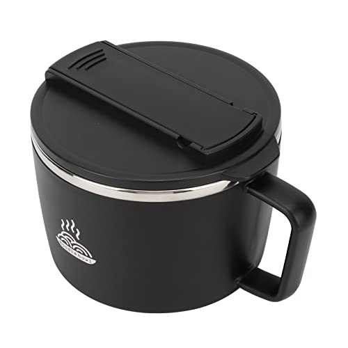 Ramen Schüssel Mit Deckel, Instant Ramen Bowl, Mikrowellen-Ramen-Schüssel,Verbrühungsschutz 1200 Ml Doppelschicht-Multifunktions-Ramen-Schüssel-Set Schüssel Schwarz Ramen Bowl von Naroote