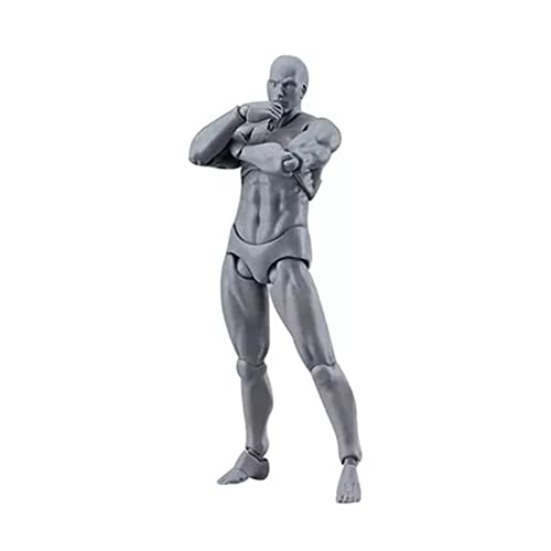 Zeichenpuppe, Silbergrauer Actionfigurenkörper Langlebig mit Halterung Zum Bemalen (Mann) von Naroote