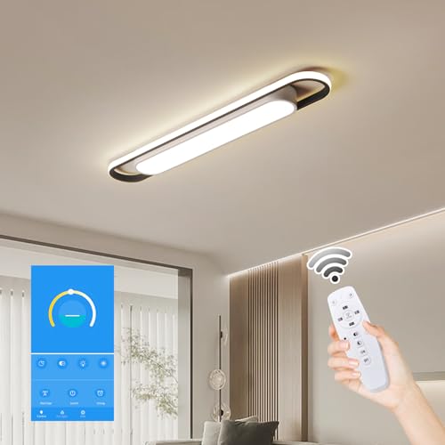 Modern LED Smart Ceiling Light,72cm Flush Mount Ceiling Lamp, (5-40) x2W Dimmable Linear Metal Ceiling Chandelier Light Fittings for Living Room Bedroom Dining Room Office Hallway Closet Aisle von Naroume