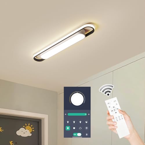 Modern LED Smart Ceiling Light,72cm Flush Mount Ceiling Lamp, (5-40) x2W Dimmable Linear Metal Ceiling Chandelier Light Fittings for Living Room Bedroom Dining Room Office Hallway Closet Aisle von Naroume