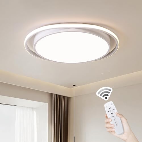 Naroume Dimmable LED Ceiling Light Modern Linear LED Ceiling Lamp Smart Semi Flush Mount Wraparound Shape Lighting Fixture with Remote Control for Kitchen Dining Room (6-52) X2W von Naroume