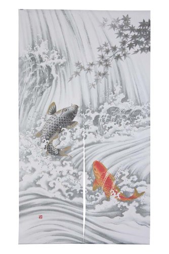Made in Japan Noren Curtain Tapestry Carp Swimming Up a Waterfall by Narumi Made in Japan Noren Curtain Tapestry Carp Swimming Up a Waterfall by Narumi von NARUMI 鸣海