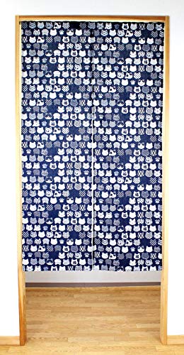 Narumikk Narumi Noren (traditioneller japanischer Vorhang) 85x150cm In Japan hergestellt (Thousand Cats Faces) von Narumikk