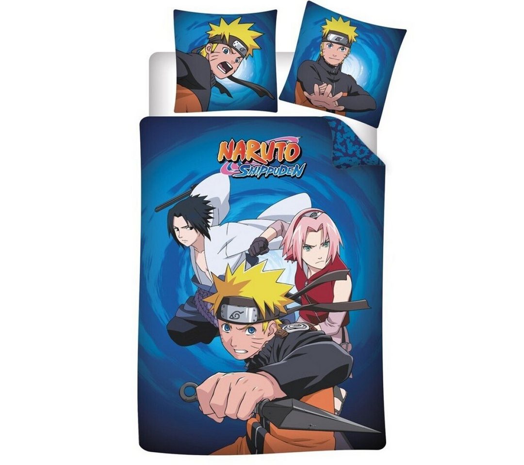 Bettwäsche Anime Naruto Shippuden Flanell Kinder Bettwäsche Set, Naruto, Deckenbezug 135-140x200 Kissenbezug 65x65 100% Baumwolle von Naruto