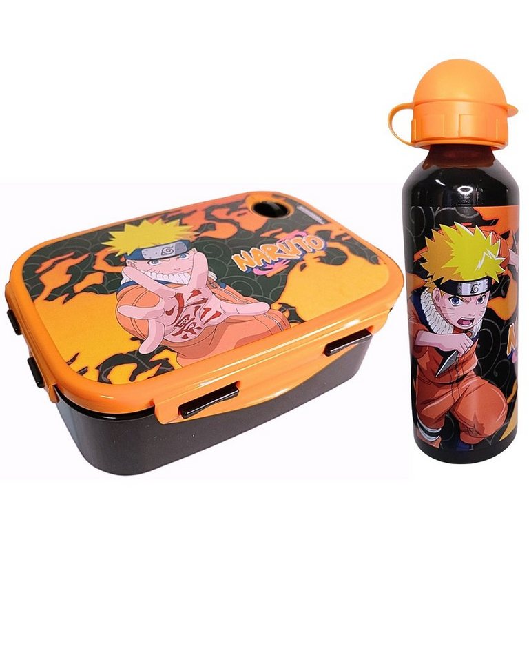 Naruto Lunchbox, Kunststoff, (2-tlg), Kinder Set Brotdose + Alu Trinkflasche BPA frei von Naruto