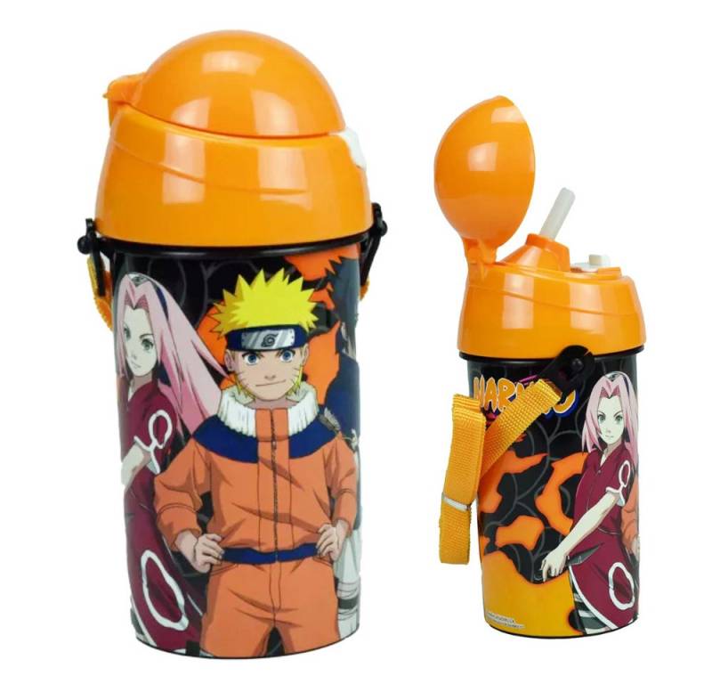 Naruto Trinkflasche Anime Naruto Shippuden Trinkflasche mit Tragegurt und Trinkhalm, 500 ml von Naruto
