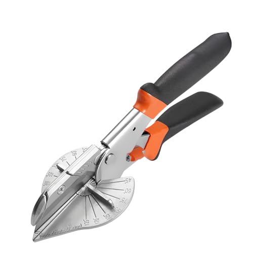 Gehrungsschere, Winkelschere mit Klare Skala und SK5 Stahlklinge, Verstellbar von 45 bis 135 Grad, Winkelschere für Präzisen Schnitt an Kunststoff, Gummi, Holz, PVC, mit 2 Ersatzklingen von Naseom