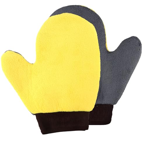 Naseom 2 Stück Autowaschhandschuhe, Mikrofaser Autopflegehandschuhe, Die Ultimative Wahl für Professionelle Reinigung Engster Räume und Vielzweckfelgen - Extrem Saugstark und Schmutzfrei (23x19 cm) von Naseom