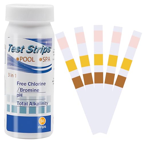 Pool Teststreifen, 50 Stück 3 in 1 Wassertester, Wasserqualitäts-Testkit, Pool Tester PH und Chlor, Messstreifen Test für Schwimmbad, Spa und Whirlpool, Chemikalien Pool Teststreifen, 50 Stück 3 in 1 Wassertester, Wasserqualitäts-Testkit, Pool Tester PH und Chlor, Messstreifen Test für Schwimmbad, Spa und Whirlpool, Chemikalien von Naseom