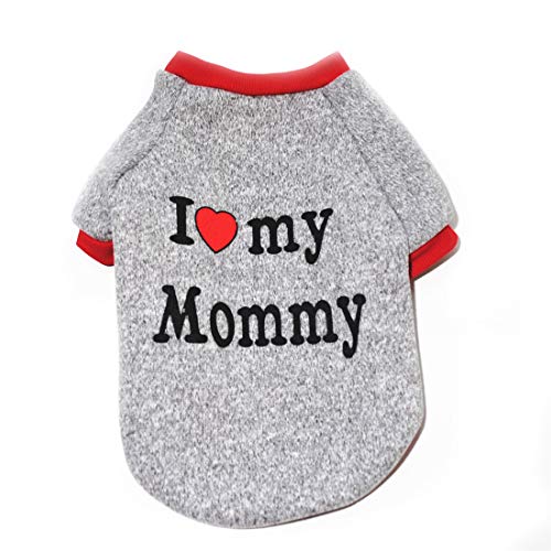 NashaFeiLi Hundebekleidung für den Winter, mit Aufschrift "I Love My Monmmy/Daddy", für kleine Hunde (M, Mama) von NashaFeiLi