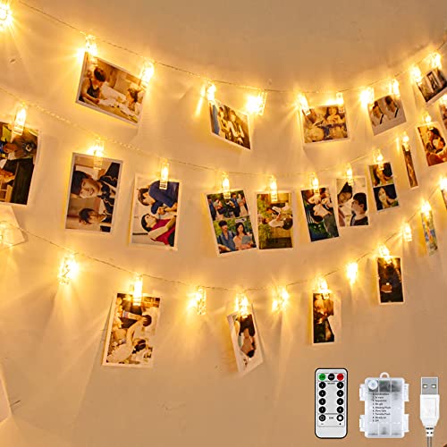 Nasharia LED Foto Lichterkette, mehrweg 2.2 Meter/Lichterketten-8 Modi 20 Foto-Clips, USB/Batteriebetrieben Stimmungsbeleuchtung,Dekoration für Wohnzimmer,Weihnachten,Hochzeiten,Party von Nasharia