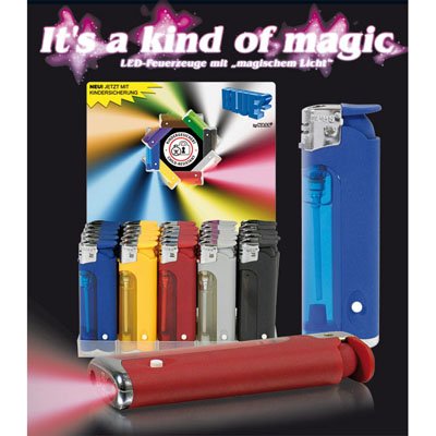 25 Feuerzeuge "Blue² Rainbow" mit LED Leuchte (0,40 EUR/Stück) von Nass