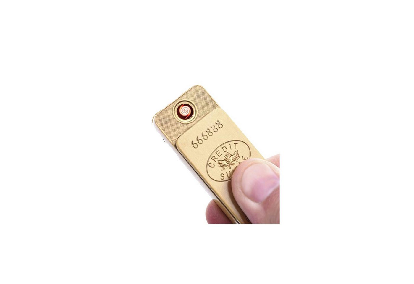 Nass Feuerzeuge USB Elektro Feuerzeug Wiederaufladbar Sturmfeuerzeug Glühspirale Gold (1-St) von Nass