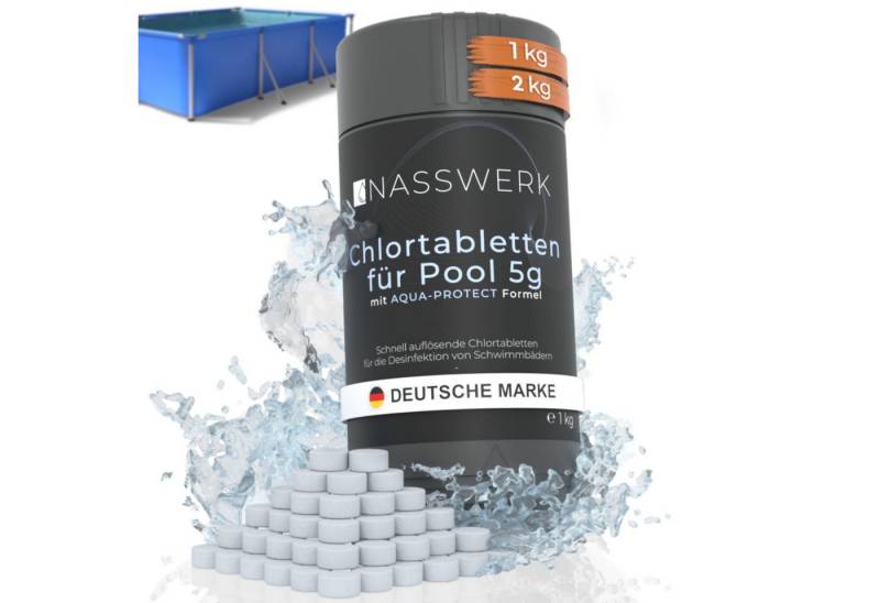 Nasswerk® Chlortabletten Chlortabs - 5g schnelllöslich, 5g Mini Chlortabletten 1kg – schnell löslich für Pool & Whirlpool von Nasswerk®