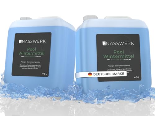 NASSWERK® Wintermittel für Pool flüssig 10L | Hocheffektives Überwinterungsmittel für Pool zum Winterschutz vor Algen, Kalk & Schmutz | Schwimmbad Algenvernichter Winterpflegemittel zur Überwinterung von Nasswerk