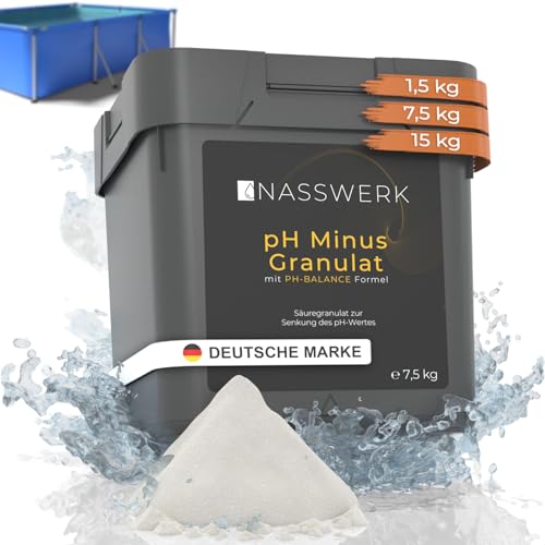 NASSWERK pH Minus Granulat 7,5kg | Organisches pH Senker Pool Granulat zur pH Wert Regulierung | pH Minus Pool & Whirlpool | pH-Minus Granulat hocheffektiv | Pool pH Minus Pulver zur pH Korrektur pH- von Nasswerk