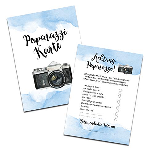 50 Karten Fotospiel Hochzeit Fotosafari Postkartenspiel Hochzeit Gastgeschenk Hochzeitsgäste (Aquarell blau) von Nastami