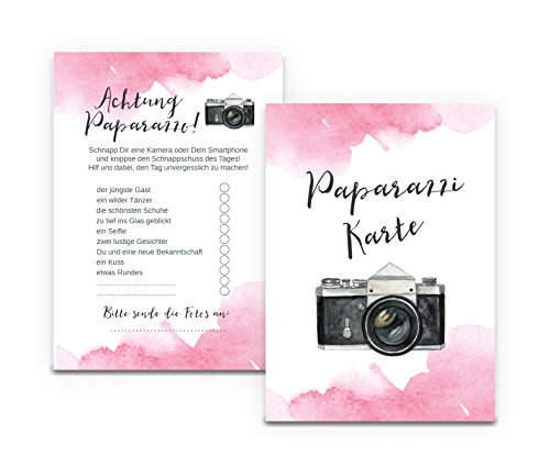 50 Karten Fotospiel Hochzeit Fotosafari Postkartenspiel Hochzeit Gastgeschenk Hochzeitsgäste (Aquarell rosa) von Nastami