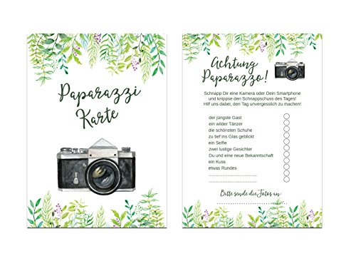 50 Karten Fotospiel Hochzeit Fotosafari Postkartenspiel Hochzeit Gastgeschenk Hochzeitsgäste (Grüne Hochzeit) von Nastami